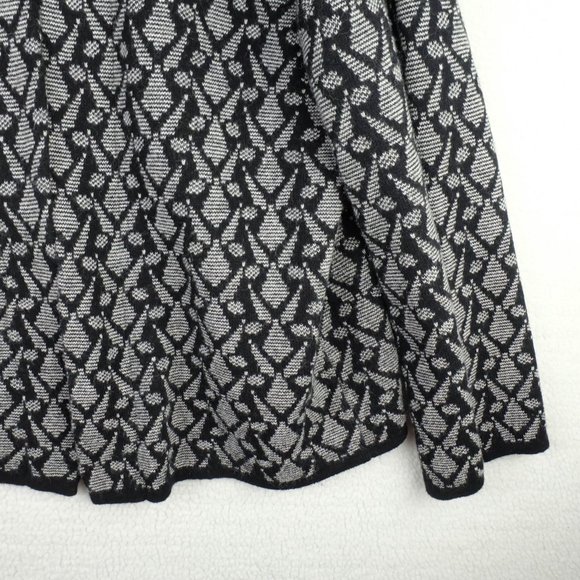 Chiaramente Sweater Womens Large White Black Geometric Wool Open Knit Italy - Picture 4 of 10